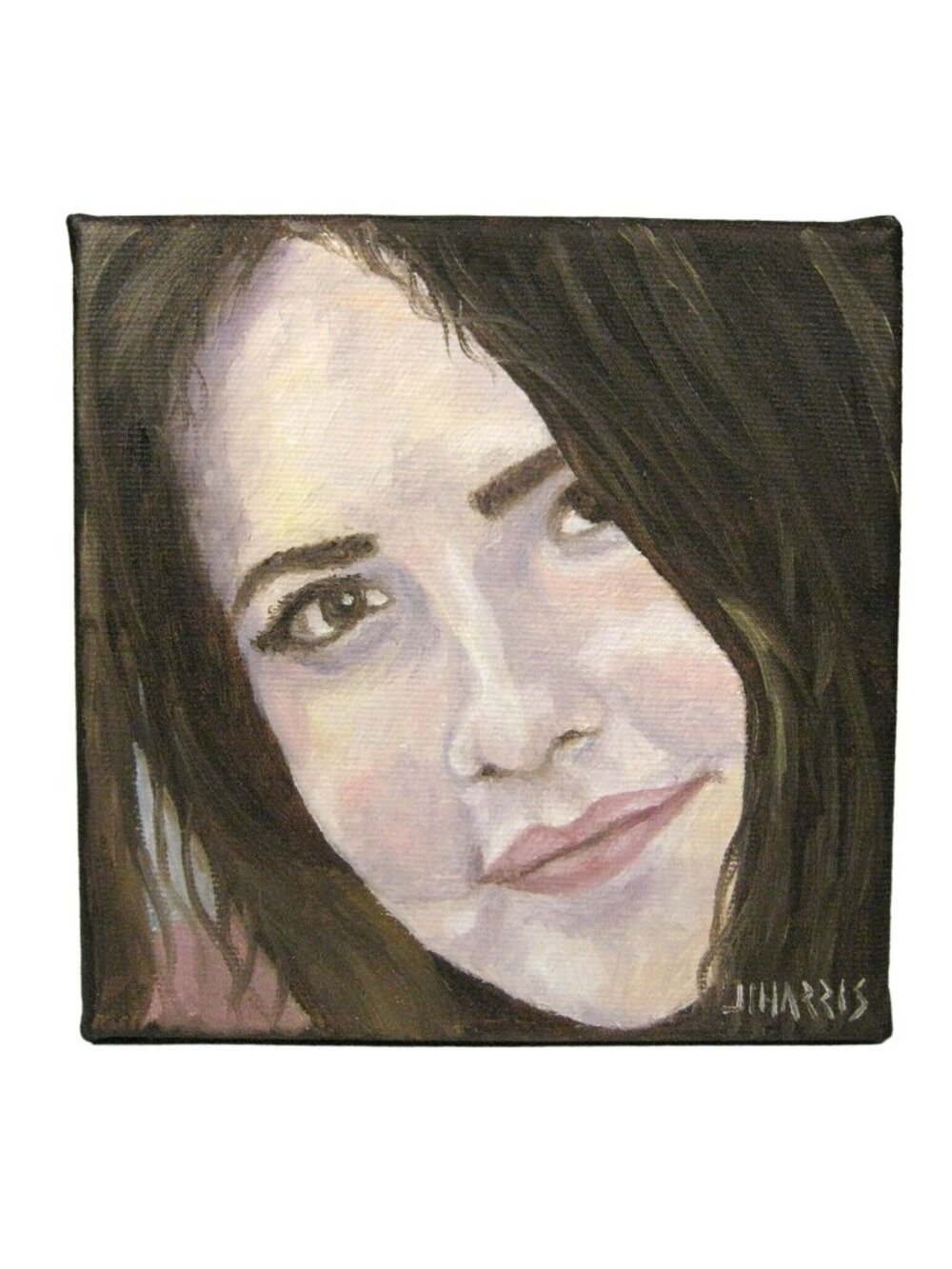 James L Harris Painting Girl Art Oil Portrait Canvas  Signed 6 In Sammy